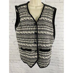 Vintage Vivid Color Black White Cotton Vest Button Down Back Buckle Size 2X